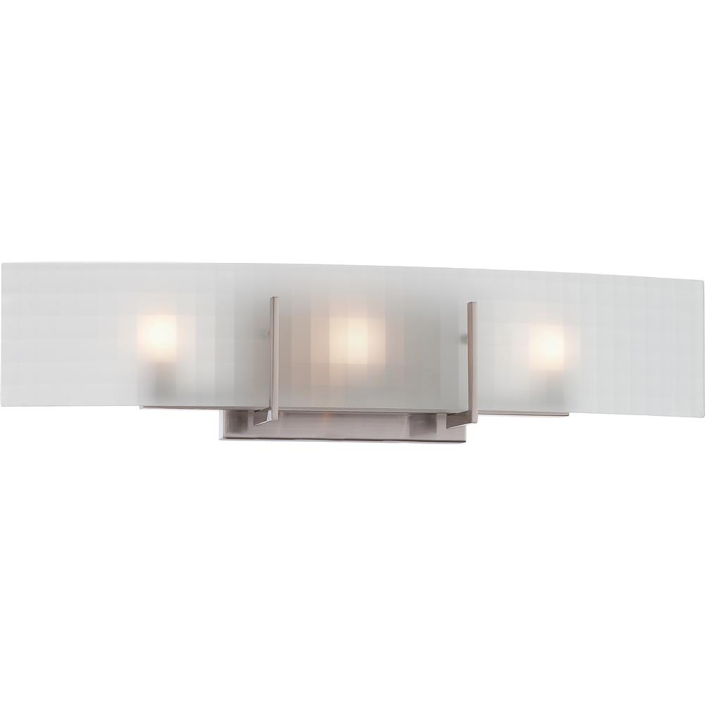 Nuvo Lighting 60/5187  Yogi - 3 Light Halogen Vanity Fixture with Frosted Glass - Lamps Included in Brushed Nickel Finish